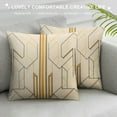 thumbnail image 3 of WERPE  Luxury White Gold Plaid Geometric Lines Cushion Case Luxury Modern Square Throw Pillow Cover Decorative Pillow for Couch Living Room Bedroom Car, 3 of 5