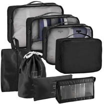 Deago 8 Set Packing Cubes for Travel Lightweight Luggage Packing Organizers Travel Essentials Bag for Carry on Suitcases - Black