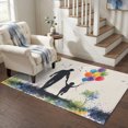 thumbnail image 3 of Area Rugs 3'x5', Father's Day Carpet Runner Indoor Outdoor Rugs Home Decor Aesthetic, Farmhouse Watercolor Trees Balloons Beige Non Slip Mats Washable Accent Rug for Living Room Bedroom, 3 of 6