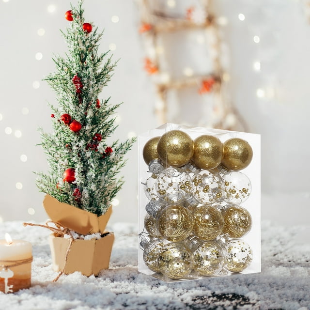 RuiJiao Boule Transparente pour Animaux de Compagnie Boule en Plastique Boule Ronde 6cm Boule de Noël Colorée Ornements de Sapin de Noël Boule Décorative Suspendue