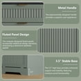 thumbnail image 5 of 13 Gallons Tilt Out Trash Can Cabinet, Wooden Fluted Trash Garbage Can Cabinet with Drawers, Hidden Laundry Hamper with Hooks for Kitchen Living Room, Green, 5 of 7