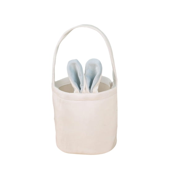 Kiewfjdk Bunny Ear Easter Baskets - Fabric Easter Bucket for Kids, Reusable Easter Egg Hunt Bag with Sturdy Handle, Cute Easter Gift Basket for Egg Hunts, Candy Storage & Easter Decor, Blue