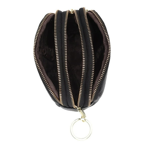 WHAMVOX Stylish Coin Purse for Women with Key Ring Black Large Capacity Multiple Compartments 6.5 x 4.5 inches