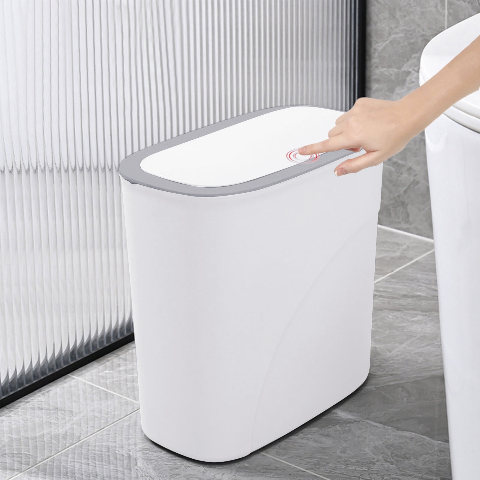 Press Top Flip Lid Trash Can, Space-Saving Plastic Storage Bin for Kitchen, Bathroom, Dining Room, and Narrow Spaces, Convenient Clamp Style Garbage Bin