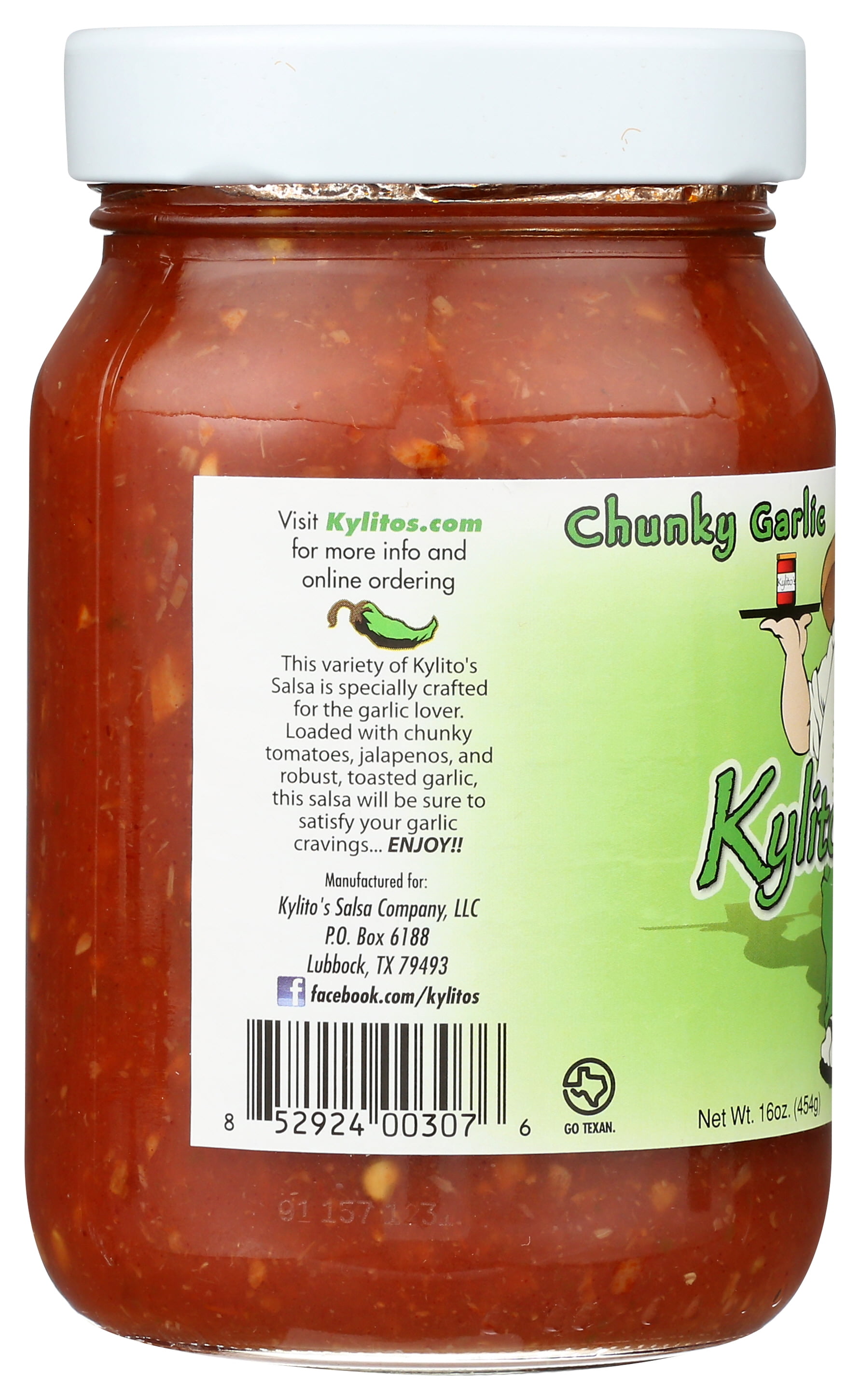(3 pack) Kylitos Salsa Medium Chunky Garlic, 16 oz, Gluten Free, No added MSG