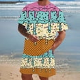 thumbnail image 5 of RUTAYY Men's Outfits Summer Casual Ice Cream Print Round Neck Short Sleeve Tee Shorts with Pocket Loose Fit Daily Wear Comfortable Fashion Vacation Clothing Sets, 5 of 6