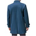 thumbnail image 3 of DeHolifer Men Coat Plus Size Casual Button Solid Color Long Sleeve Pockets Stand Collar Outwear Coat Blue L, 3 of 5