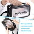 thumbnail image 3 of Bewildely Bolsa de cosméticos de PU de 2 uds con gran capacidad, separación en seco y húmedo, multifuncional, gran apertura gruesa Juegos de accesorios de baño, 3 of 6