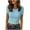 Light Blue, variant on Crop Tops for Women Short Sleeve Lace Patchwork Stretchy Mini T Shirt Crew Neck Ribbed Knit Slim Fitted Shirts Y2K Summer Fashion Going Out Tops