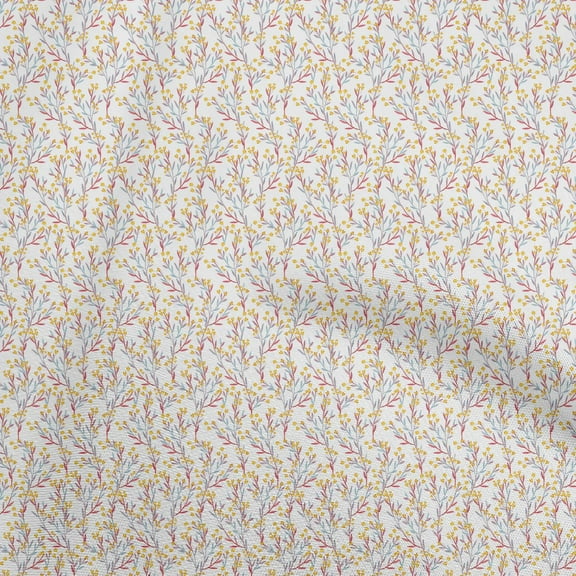 oneOone Cotton Poplin White Fabric Leaves Quilting Supplies Print Sewing Fabric By The Yard 56 Inch Wide