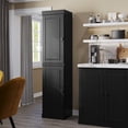 thumbnail image 5 of 100% Solid Wood 16.5" Kitchen Pantry Storage Cabinet with Doors and Adjustable Shelves, Black Wooden Cabinet, 5 of 7