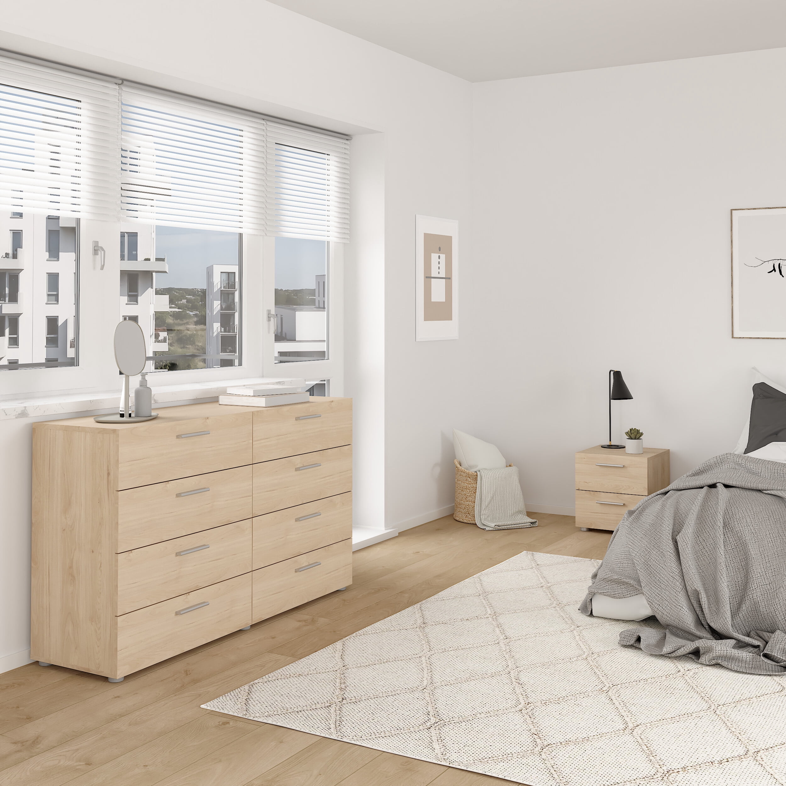 Tvilum Loft 2-Piece Bedroom Set with Dresser and Nightstand, Jackson Hickory