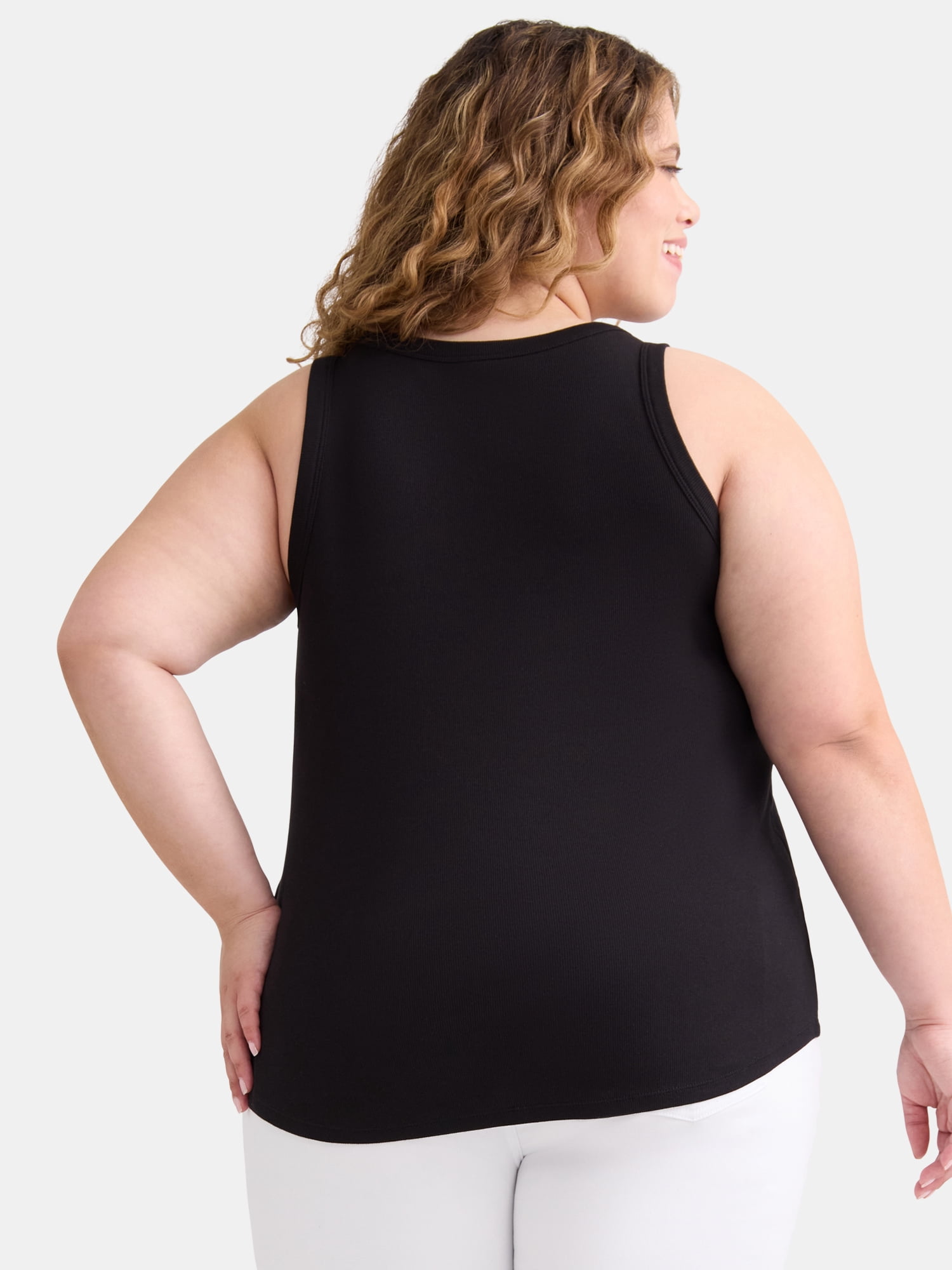 Terra & Sky Women's Plus Size High Neck Rib Tank Top, Sizes 0X-4X