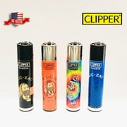 Clipper Lighters Classic Large Reusable Lighter Zig Zag Collection Lot of 4