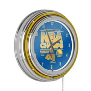 Golden State Warriors Chrome Double Rung Neon Clock - 2015 NBA Champs