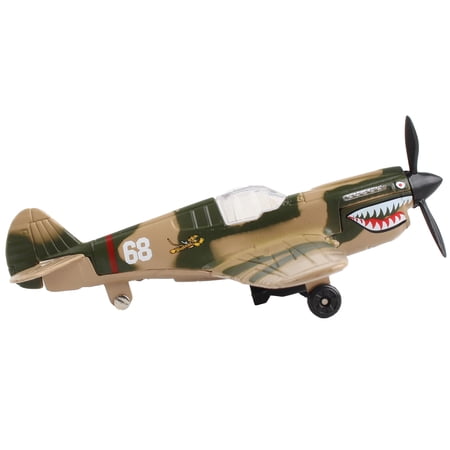 Curtiss P-40 Warhawk Fighter Aircraft Camouflage "Flying Tigers-First American Volunteer Group" with Runway Section Diecast Model Airplane by Runway24