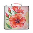 thumbnail image 2 of Scarlet Hibiscus Printed Zipper Binder with Handle&Shoulder Strap 2 inch 3 Ring 500+300 Sheet Capacity File Folder Organizer, 2 of 8