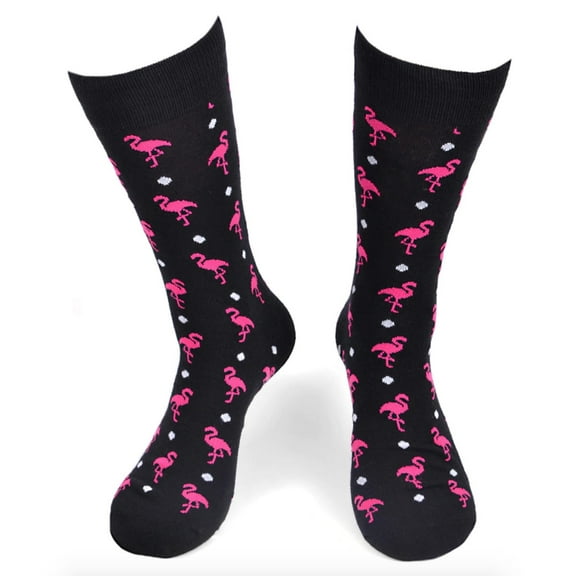 Urban-Peacock Men's Novelty Fun Socks - Flamingos - Black - 1 Pair