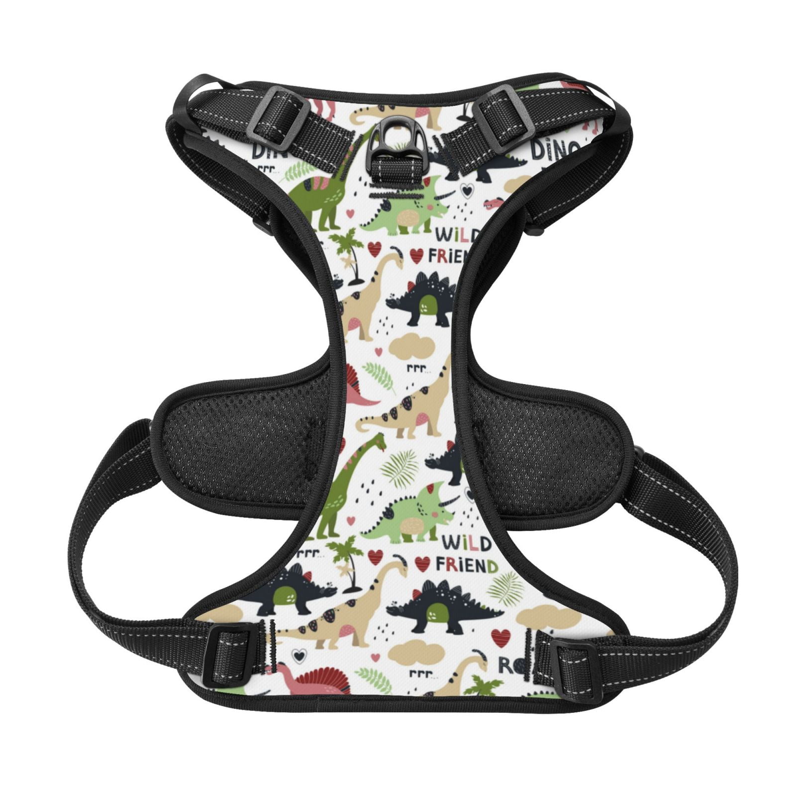 Kdxio Dinosaur Print No Pull Dog Harness Adjustable Reflective Oxford Easy Control Medium Large Dog Harness for Training and Everyday-Small