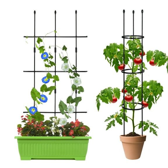 Urban Deco Garden Trellis for Climbing Plants,2 Pack Tomato Cages Plant Trellis for Potted Plants ,48 inch Multifunctional Adjustable Plant Supports for Climbing Plant, Vegetables, Fruits & Flowers