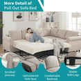 thumbnail image 3 of Convertible Sectional Sleeper Sofa with Pull Out Bed, 104" Large L-shaped Sofa Couch with Rolled Arm and Rivet, 2 in 1 Pull Out Couch Bed, Modular Sectional Couch for Living Room, Beige, 3 of 7