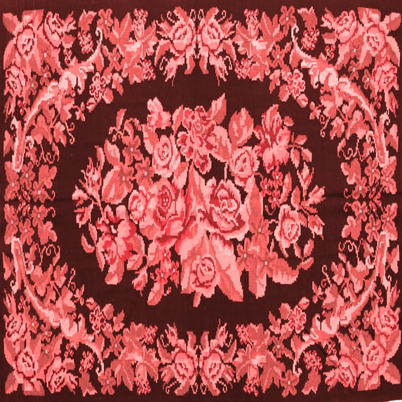 Ahgly Company Indoor Square Medallion Red French Area Rugs, 8' Square