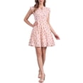 thumbnail image 2 of Vestido Casual de Verano Floral con Volantes y Cuello en V para Mujeres Chic con Mangas Cortas en Beige, 2 of 5