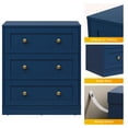 thumbnail image 6 of Heynemo Blue Nightstands Set of 2, 3-Drawer Wooden Bedside Tables for Bedroom, Living Room, or Hallway, 6 of 9