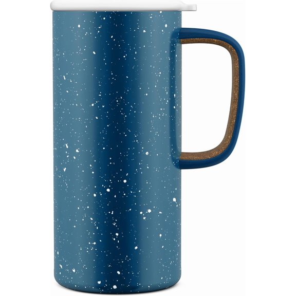 Campy 18oz Stainless Steel Travel Mug with Handle and Leak Proof Lid | Vacuum Insulated Coffee Cup for Hot or Cold Drinks | Reusable, BPA Free | Gift for Coffee Lovers, Sea