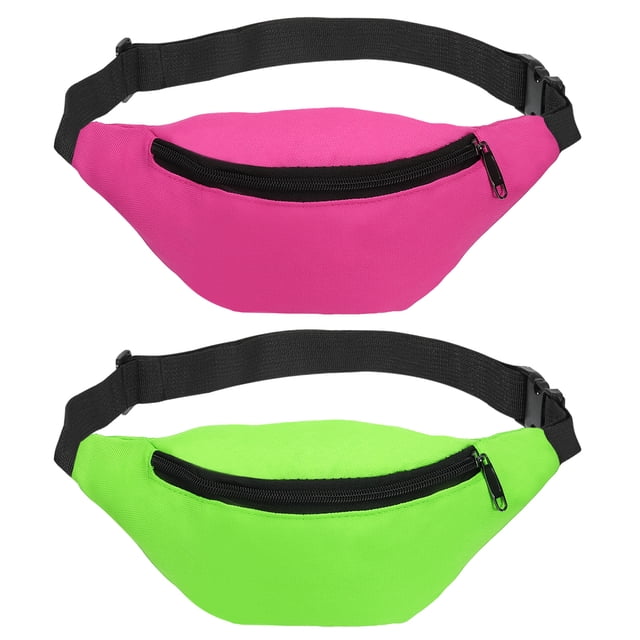 Uxcell 80s Mochila de Cintura para Mujeres 2 Paquete Mochila de Cintura de los 90 Mochila Rosa Verde