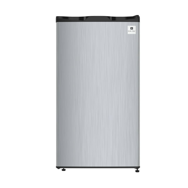 Arctic Chef 3.2 Cu. ft. Compact Refrigerator with Chiller Compartment, Mini Fridge with Can Dispenser, Stainless Steel