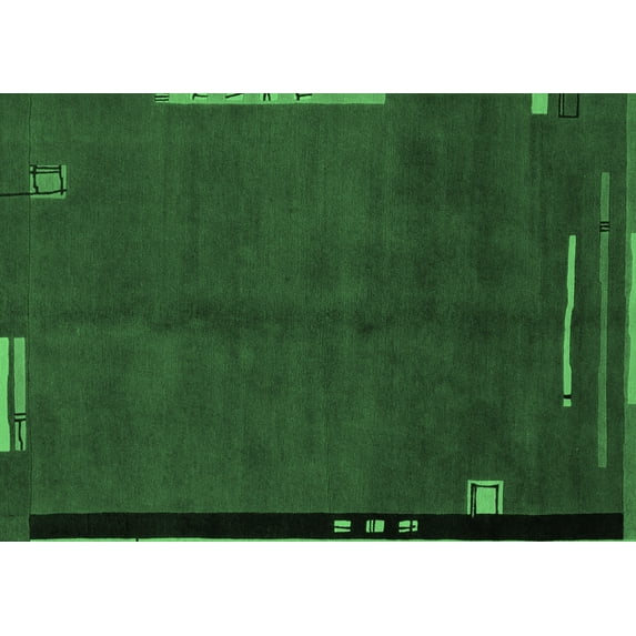Ahgly Company Indoor Rectangle Abstract Emerald Green Modern Area Rugs, 3' x 5'