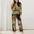 thumbnail image 2 of Salouo Squirrels Eating Peanuts On The Tree Pattern Women's Pajamas Set Long Sleeve Button Down Sleepwear Soft Pj Lounge Sets for women 2 Piece Pjs Set with Long Pants-Large, 2 of 7