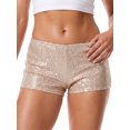thumbnail image 3 of Women's Sequin Micro Shorts Glitter Sparkly Low Rise Elastic Band Hot Pants for Party Clubwear, 3 of 8