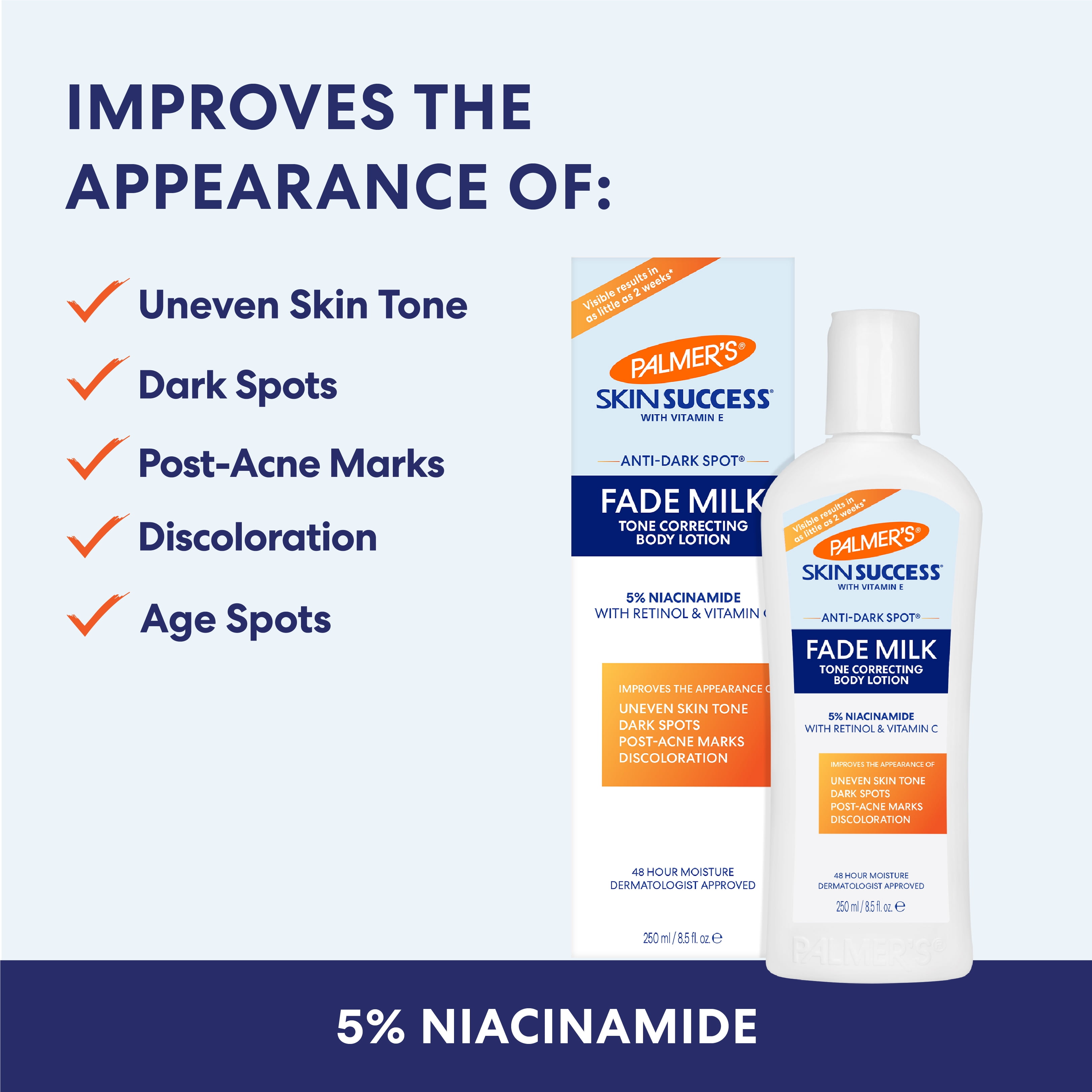 (2 pack) Palmer's Skin Success Anti-Dark Spot Fade Milk Body Lotion for Dry, Uneven Skin Tone for your Body 8.5 fl.oz.