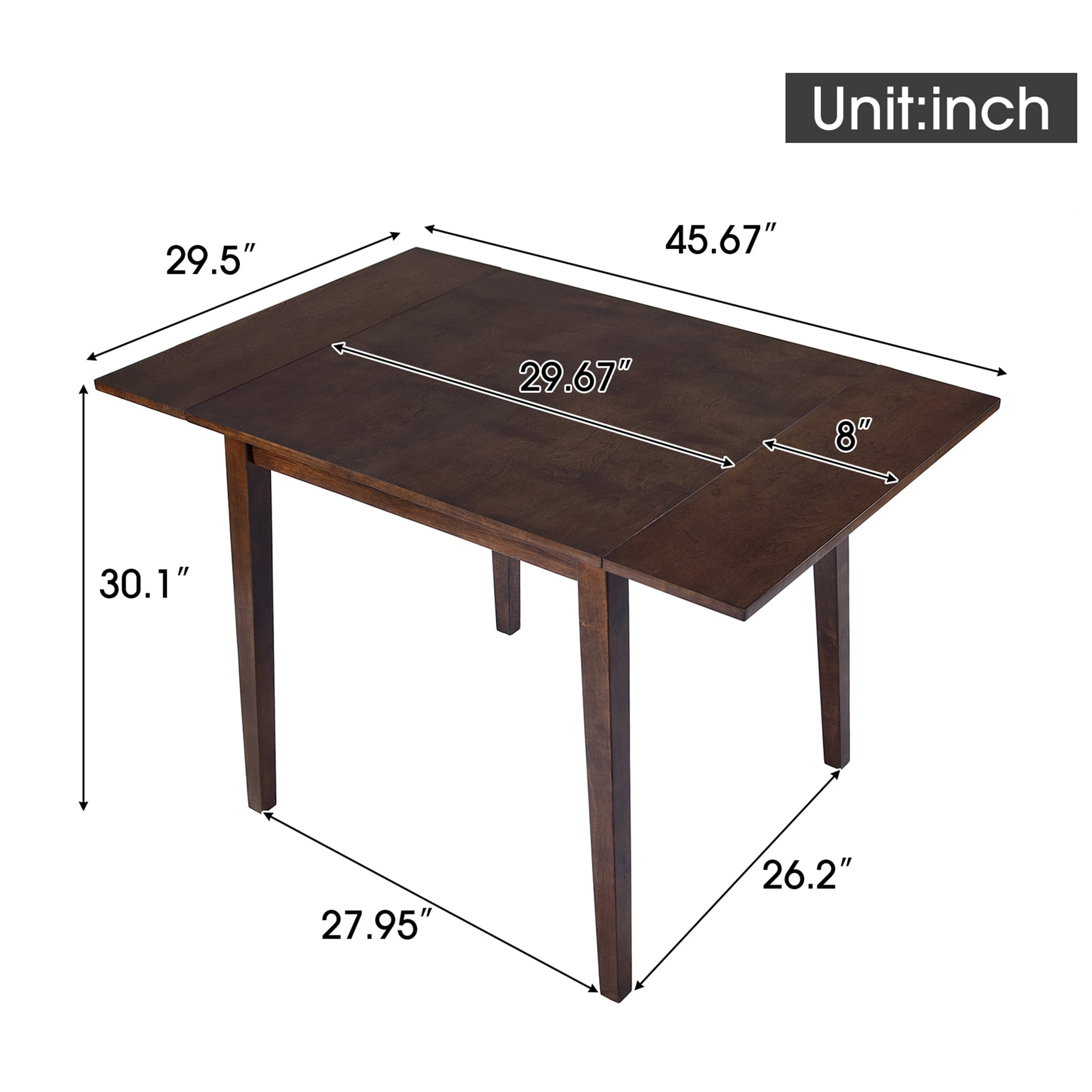 Euroco 29"- 45" Extendable Dining Table for 4, Folding Kitchen Table with Wood Legs for Kitchen, Dining Room,Living Room,Small Spaces,Brown