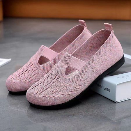 

Womens Casual Shoes Flat-Bottomed Slip-On Sneaker Shoes Mesh Knit Casual Walking Nurse Shoes Breathable Lightweight Fashion Sock Sneakers