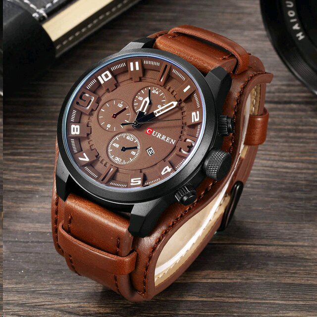 Relojes CURREN de lujo para hombre, relojes masculinos con fecha, reloj deportivo militar, correa de cuero, reloj de cuarzo para hombres de negocios, regalo 8225 Tan Jianjun unisex