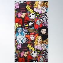 Tim Burton World Poster Wall Art, Modern Wall Decor For Living Room Bedroom, 24x36 UNFRAMED