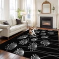 thumbnail image 2 of Spring Dandelion Area Rugs 6'x9', Washable Small Throw Rugs for Kitchen Dining room, Modern Country Flower Black White Indoor Outdoor Rug Non-Slip Low Pile Carpet Runner Reversible Floor Mats, 2 of 8