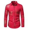 thumbnail image 1 of Mens Button Up Long Sleeve Bronzing Tops Plain Slim Fit Stretch Dress Shirts, 1 of 6