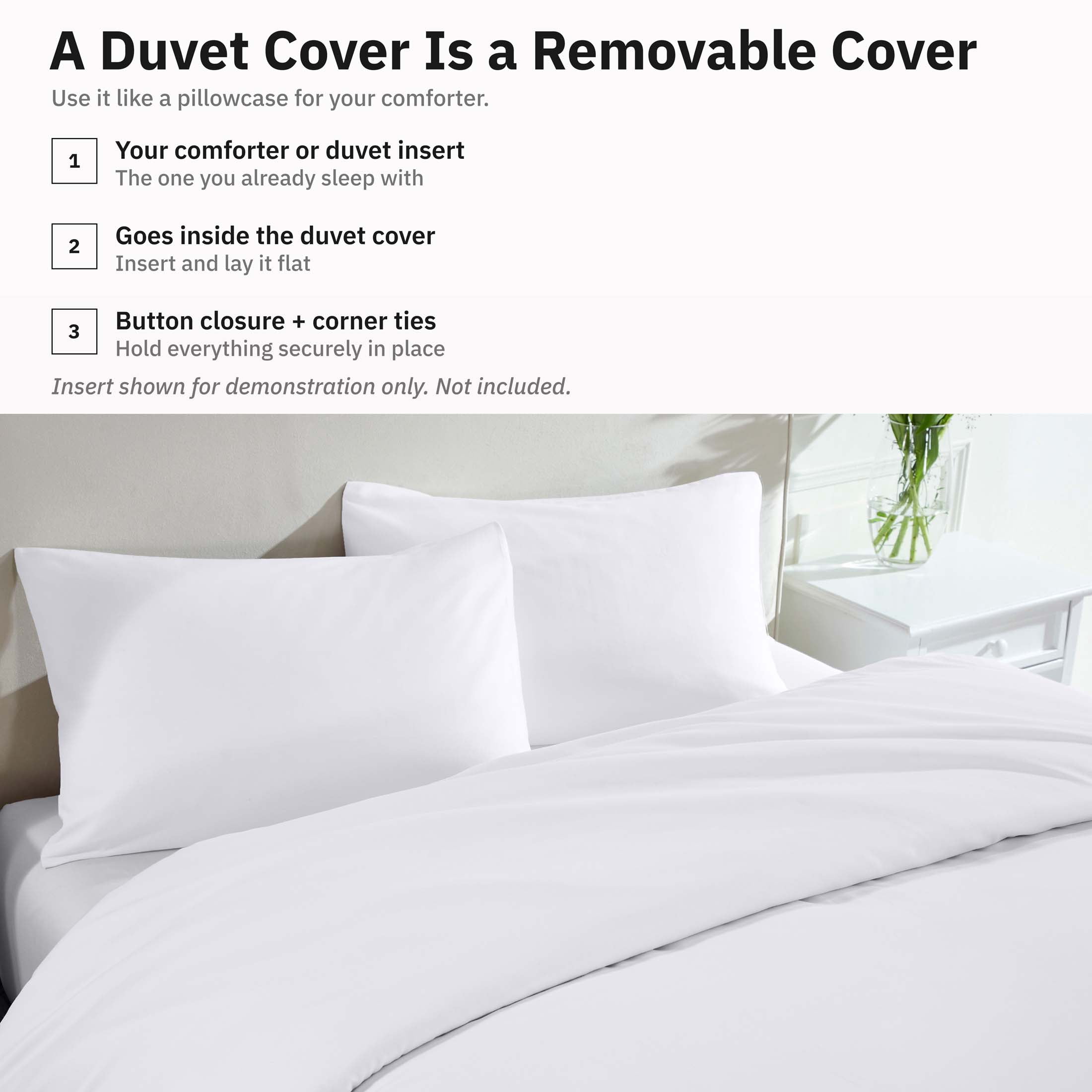 California Design Den 2-Piece Twin XL / Twin Duvet Cover Set - 400 Thread Count 100% Cotton Sateen - White
