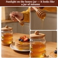 thumbnail image 5 of START MAKERS Clear Glass Honey Jar with Wooden Dipper & Lid – 15.22 oz Honey Pot, Mess-Free Dispenser for Syrup, Agave, Maple Syrup – Perfect Kitchen Gift for Tea Lovers & Hostesses, 5 of 8