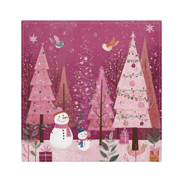 1 Pack 20'' x20" Satin Table Napkins Dinner Napkins for wedding Party Decoration events Pink Christmas Forest