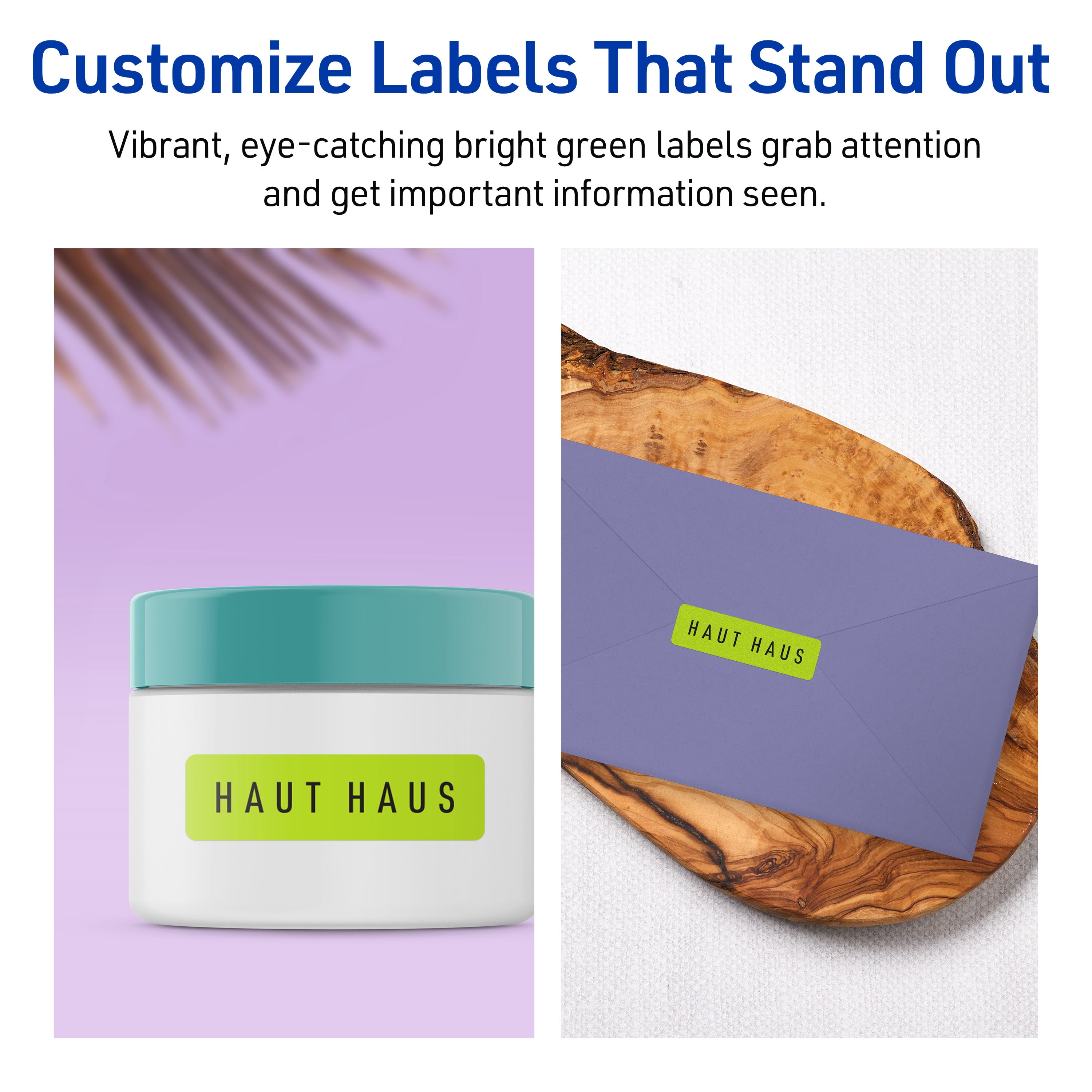 Avery Printable Rectangle Labels, Bright Green, 1" x 1.5", 640ct