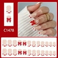 thumbnail image 2 of Short Glossy White Heart Presses On Nails 24Pcs Valentines French Design With Bows Accents, 2 of 8