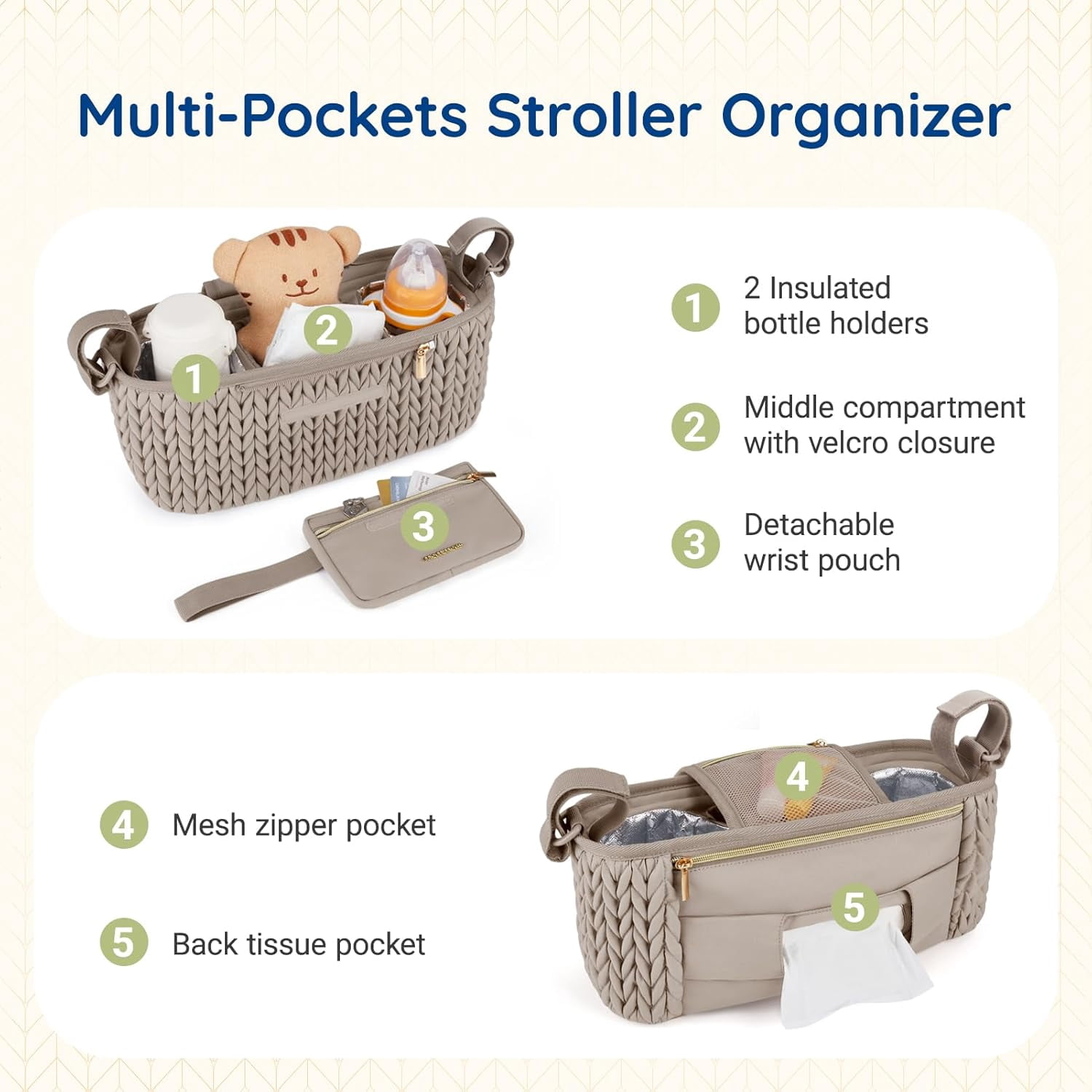 mommore Small Diaper Bag with Stroller Organizer with Insulated Pocket