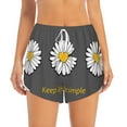 thumbnail image 2 of Picia Keep Life Simple Daisy Flower Pattern Women's 2 in 1 Athletic Running Shorts High Waisted Workout Casual Gym Sweat Shorts with Comfy Liner Zipper Pockets-X-Large, 2 of 9