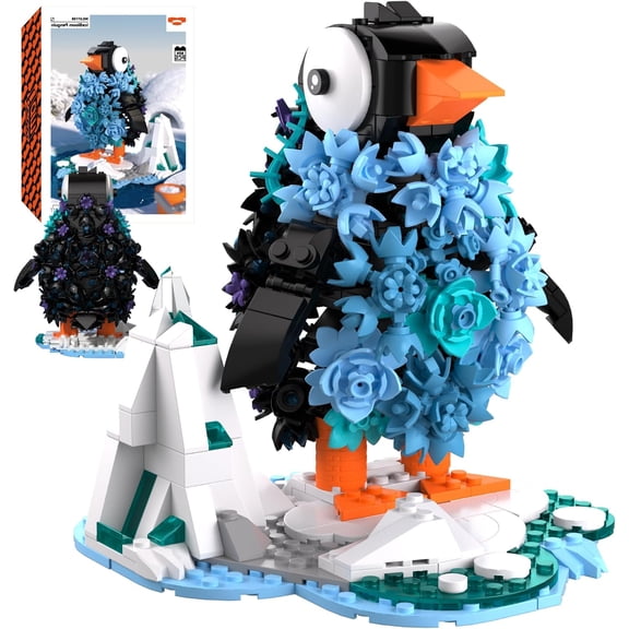 Honchoes Penguin Flower Building Set Compatible with Lego Flowers Animal Home Decor Gift for Adults Boys Girls 604 Pcs
