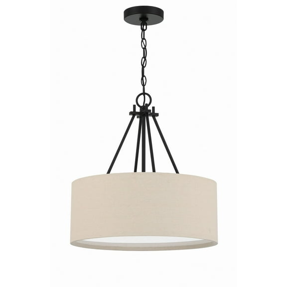 Craftmade Duke 3 Light 18" Drum Shade Pendant, Flat Black, 56593-FB